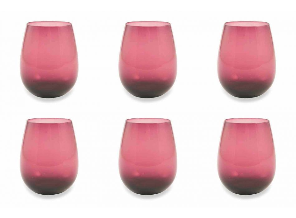 Nowoczesne i kolorowe szklane szklanki do wody - 6 sztuk - Aperi Viadurini