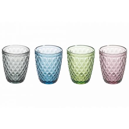 Szklanki do wody z dekorowanego szkła kolorowego 12 sztuk - Brillo Viadurini