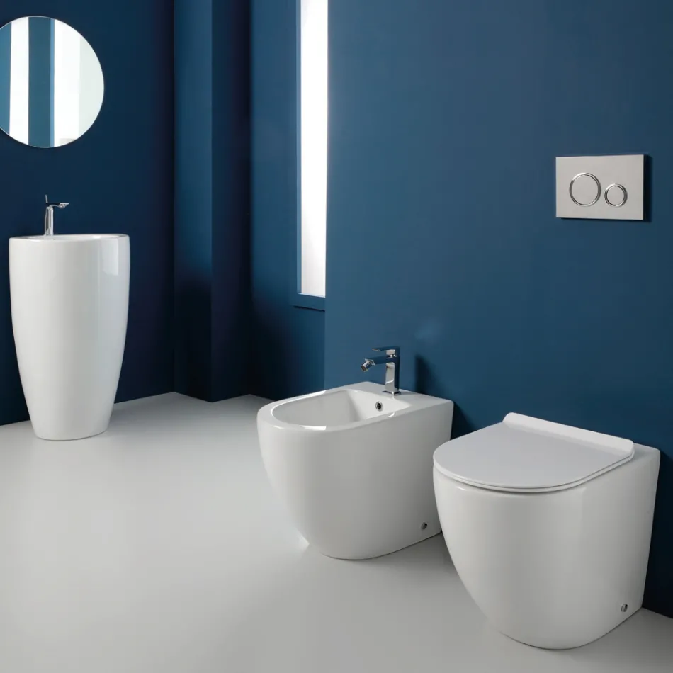 Bidet ceramiczny Aralia z jednym otworem cyklonicznym i nowoczesnym designem Viadurini