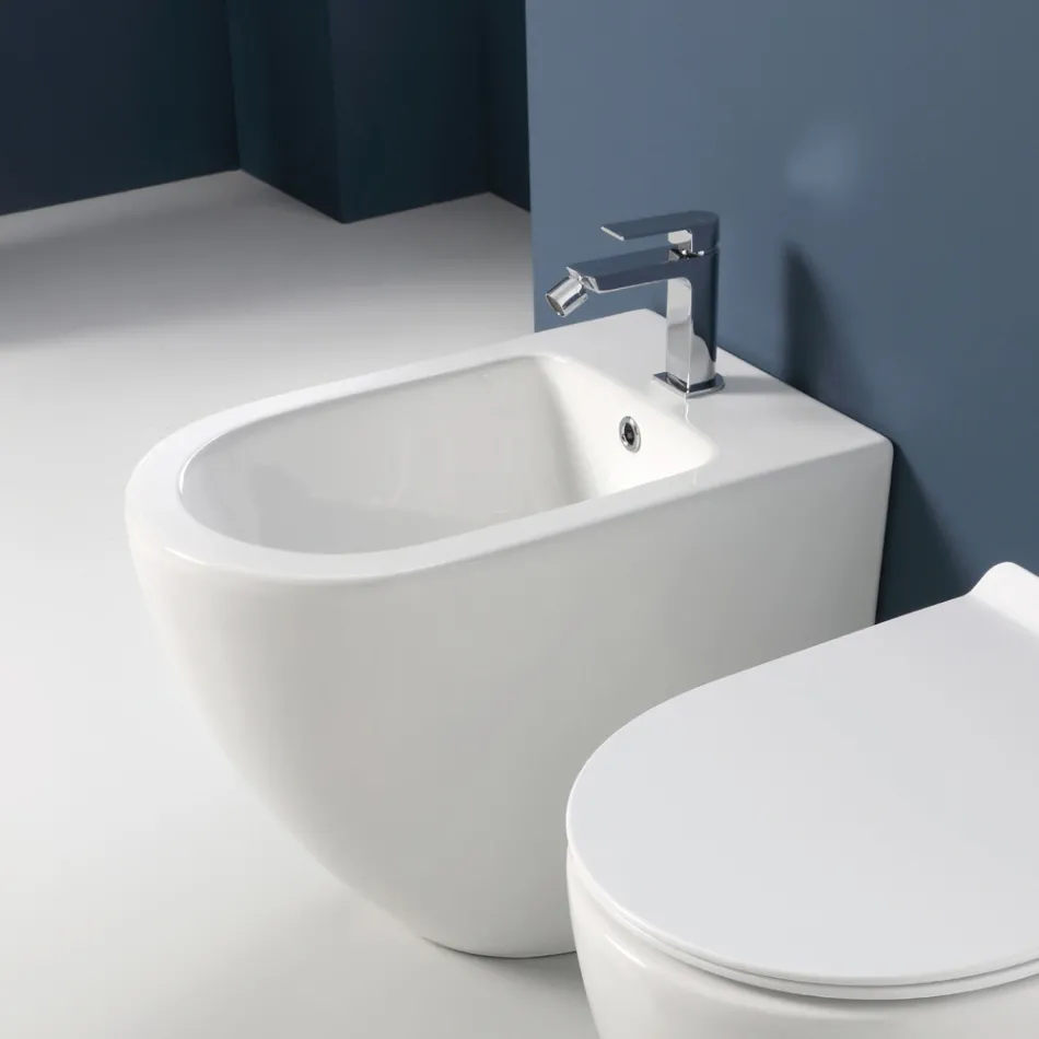 Bidet ceramiczny Aralia z jednym otworem cyklonicznym i nowoczesnym designem Viadurini