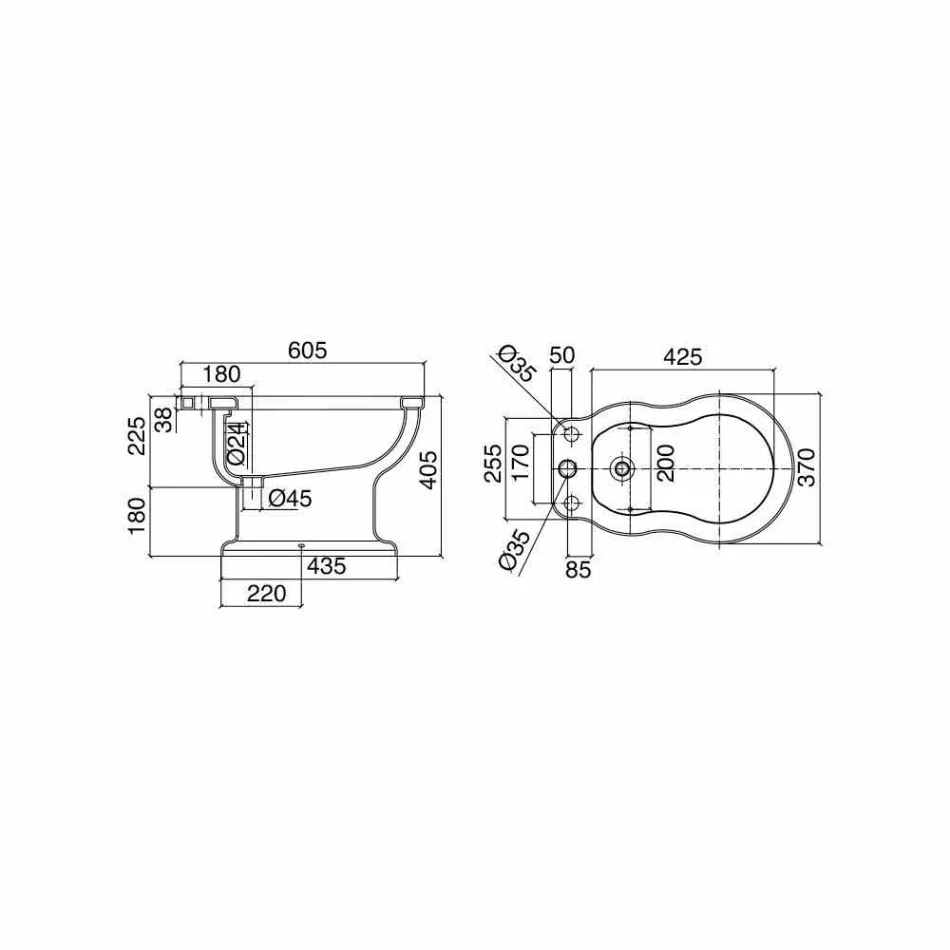 Klasyczny biały bidet w białej ceramice Wykonany we Włoszech - Paulina Viadurini