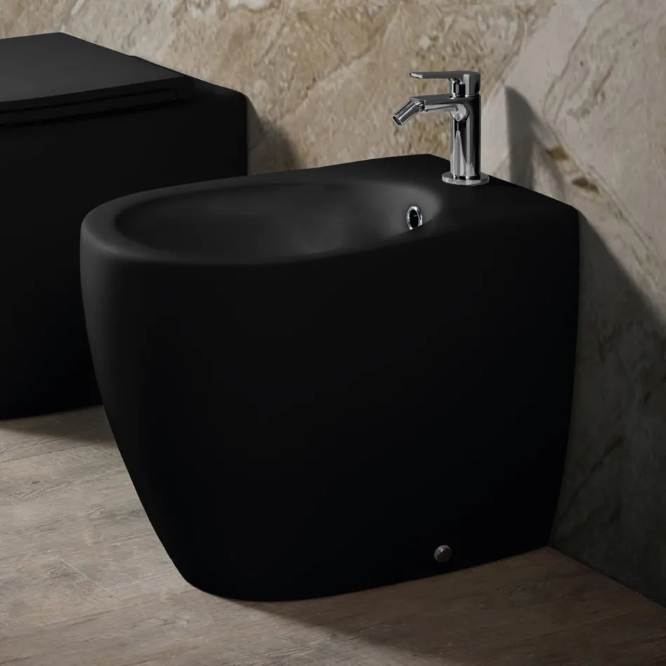 Bidet podłogowy Aster z matowej ceramiki w dwóch kolorach i nowoczesnym wzornictwie Viadurini