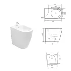 Bidet jednootworowy montowany na podłodze z technologią bezkołnierzową w kolorze białej ceramiki - Oleandro  Viadurini