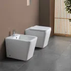 Bidet jednootworowy montowany na podłodze, z białej ceramiki, o eleganckim, nowoczesnym wzornictwie – Giunco Viadurini