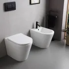 Bidet podłogowy Salice z jednym otworem, wykonany z białej ceramiki, o eleganckim, nowoczesnym wzornictwie Viadurini