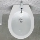 Bidet jednootworowy montowany na podłodze, z białej ceramiki, o eleganckim, nowoczesnym wzornictwie – Silica Viadurini