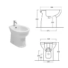 Bidet jednootworowy montowany na podłodze, z białej ceramiki, o eleganckim, nowoczesnym wzornictwie – Silica Viadurini