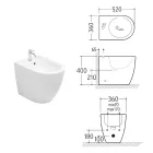 Bidet stojący Aster z jednym otworem, wykonany z trwałej białej ceramiki o nowoczesnym wzornictwie Viadurini