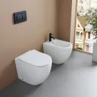 Bidet stojący z jednym otworem, wykonany z trwałej białej ceramiki o nowoczesnym wzornictwie - Olmo Viadurini