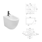Bidet stojący z jednym otworem, wykonany z trwałej białej ceramiki o nowoczesnym wzornictwie - Olmo Viadurini