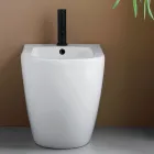 Bidet stojący z jednym otworem, wykonany z trwałej białej ceramiki o nowoczesnym wzornictwie - Olmo Viadurini
