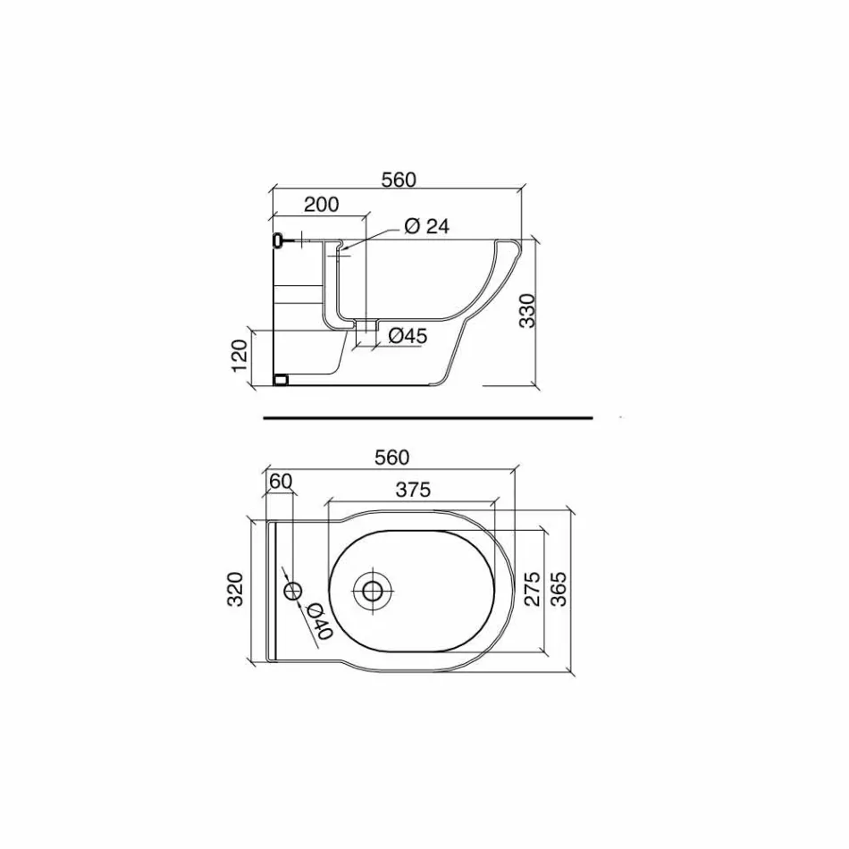 Klasyczny bidet jednootworowy z białej ceramiki Made in Italy - Marwa Viadurini