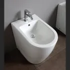 Bidet jednootworowy z przesuniętym odpływem, ceramiczny, o nowoczesnym designie - Oleandro  Viadurini