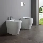 Bidet jednootworowy z przesuniętym odpływem, ceramiczny, o nowoczesnym designie - Oleandro  Viadurini