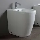 Bidet jednootworowy z przesuniętym odpływem, ceramiczny, o nowoczesnym designie - Oleandro  Viadurini