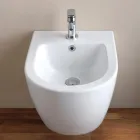 Bidet wiszący z jednym otworem, biały, ceramiczny, o nowoczesnym designie - Ginepro Viadurini