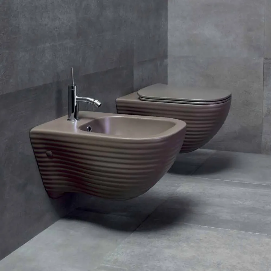 Zawieszony Bidet Made in Italy Design w Trabia Ceramics Viadurini
