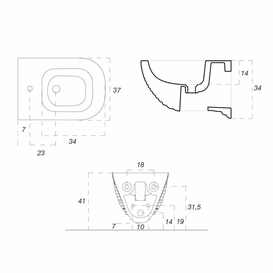 Zawieszony Bidet Made in Italy Design w Trabia Ceramics Viadurini