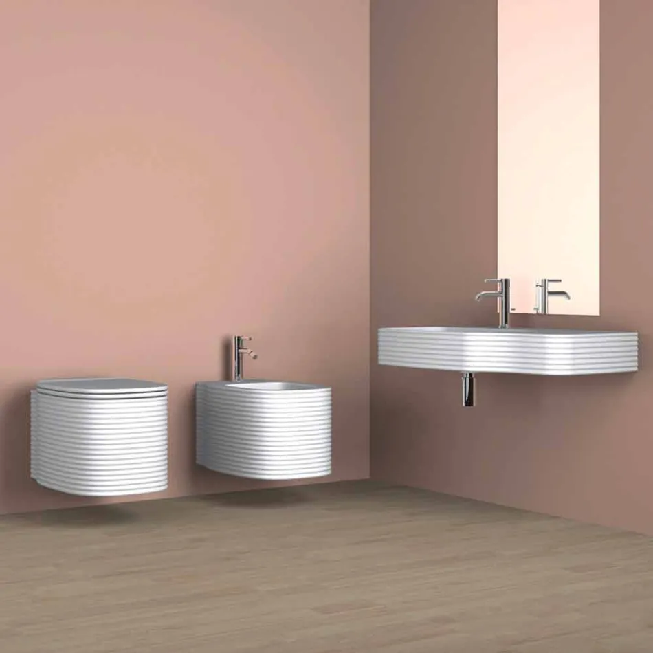 Ceramiczny bidet wiszący o nowoczesnym designie wyprodukowany we Włoszech, Hamlet Viadurini