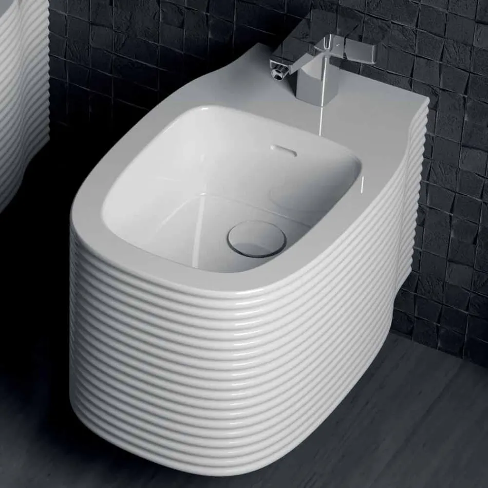Ceramiczny bidet wiszący o nowoczesnym designie wyprodukowany we Włoszech, Hamlet Viadurini