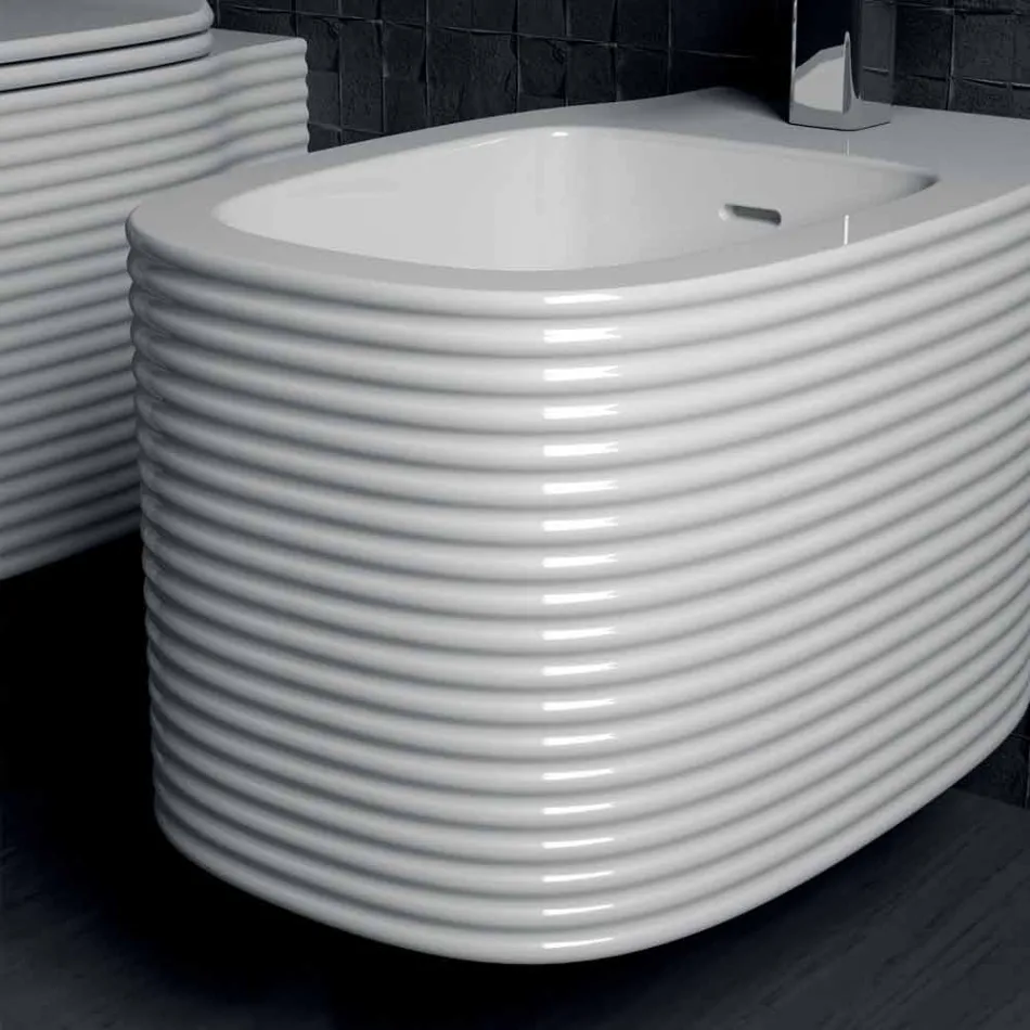 Ceramiczny bidet wiszący o nowoczesnym designie wyprodukowany we Włoszech, Hamlet Viadurini
