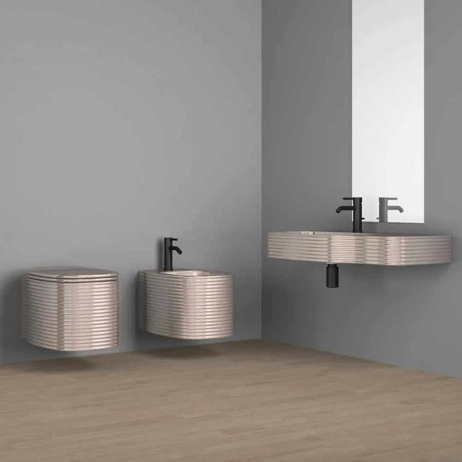 Ceramiczny bidet wiszący o nowoczesnym designie wyprodukowany we Włoszech, Hamlet Viadurini