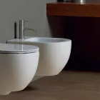 Nowoczesny bidet wiszący w białej ceramicznej oprawie Star 50x35cm wykonany we Włoszech Viadurini