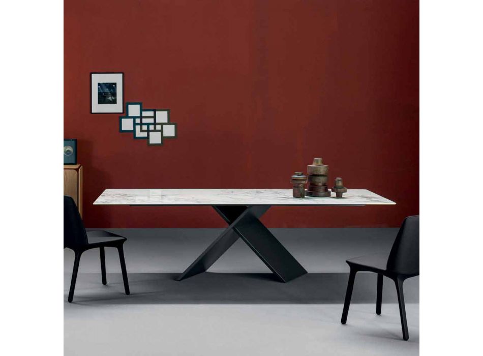 Bonaldo Axe płaski stół w ceramicznej metalowej podstawie wykonanej we Włoszech