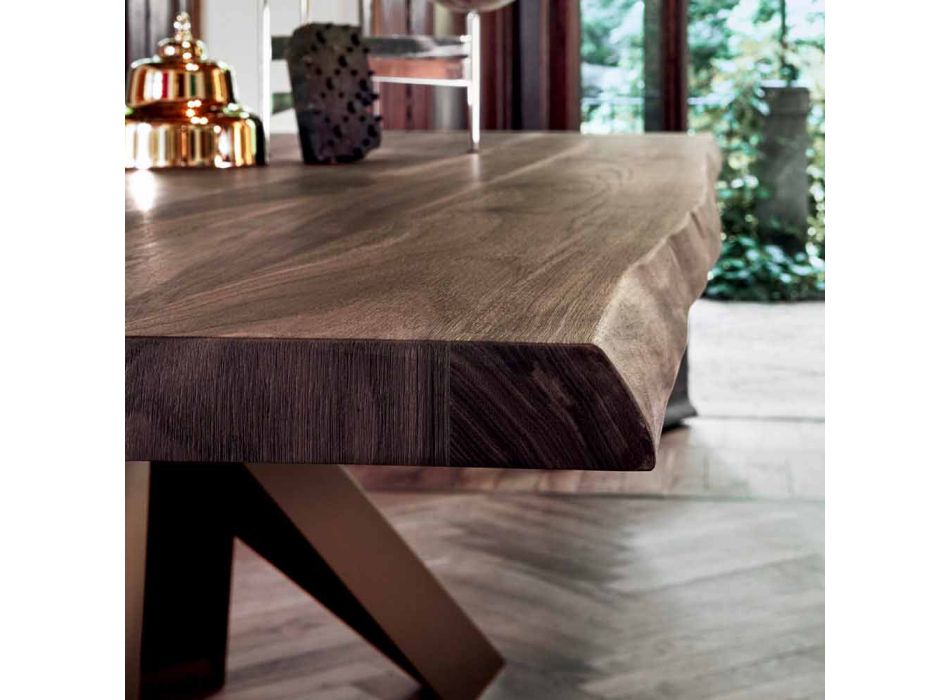 Stół z litego drewna Bonaldo Big Table z naturalnymi krawędziami wykonanymi we Włoszech Viadurini
