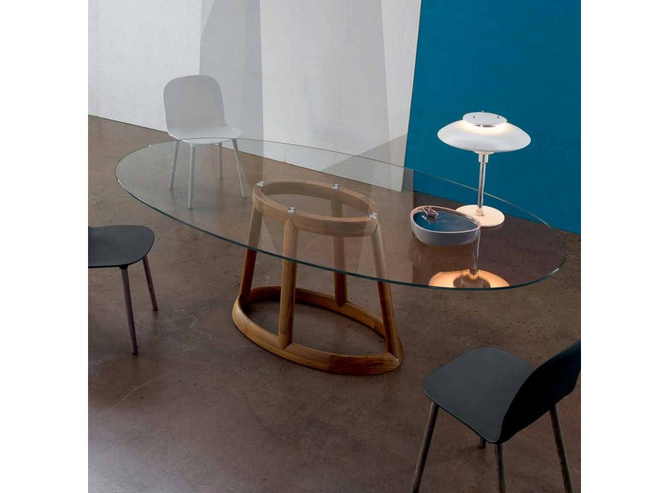 Bonaldo Greeny to owalny stół wykonany z drewna i kryształu we Włoszech