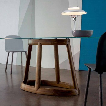 Bonaldo Greeny to owalny stół wykonany z drewna i kryształu we Włoszech