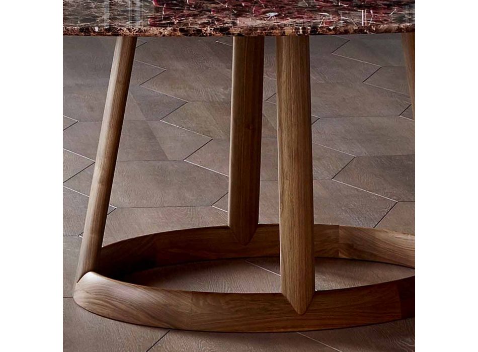 Bonaldo Greeny okrągły stół z marmuru Emperador wykonał Włochy Viadurini
