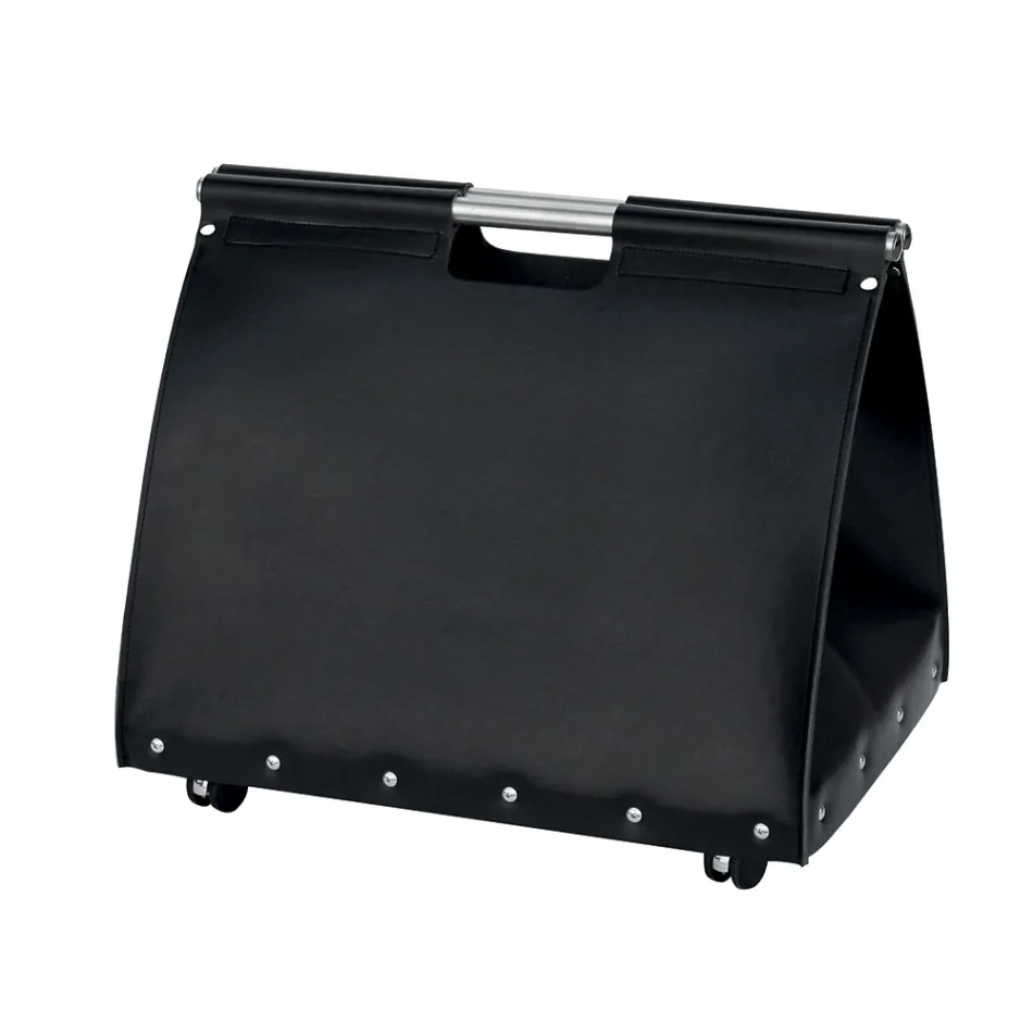 Torba na drewno opałowe z ekoskóry na kółkach Made in Italy - Ślimak Viadurini