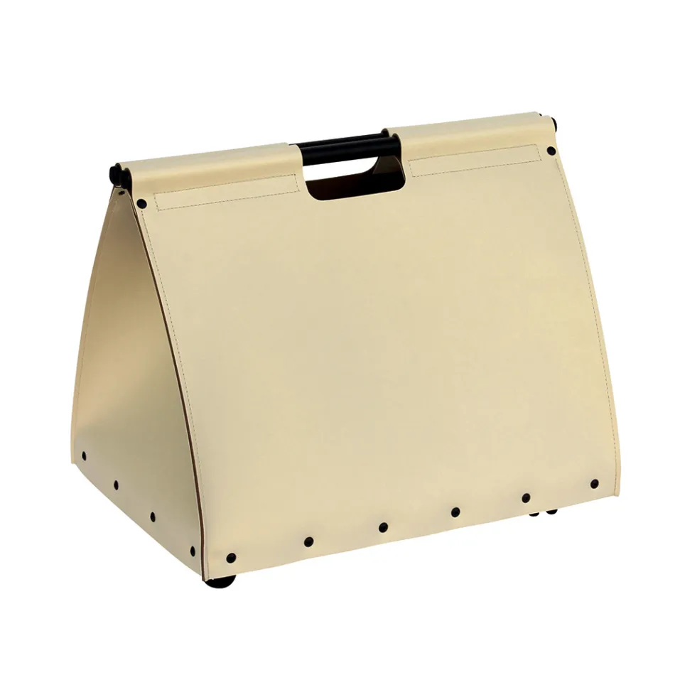 Torba na drewno opałowe z ekoskóry na kółkach Made in Italy - Ślimak Viadurini