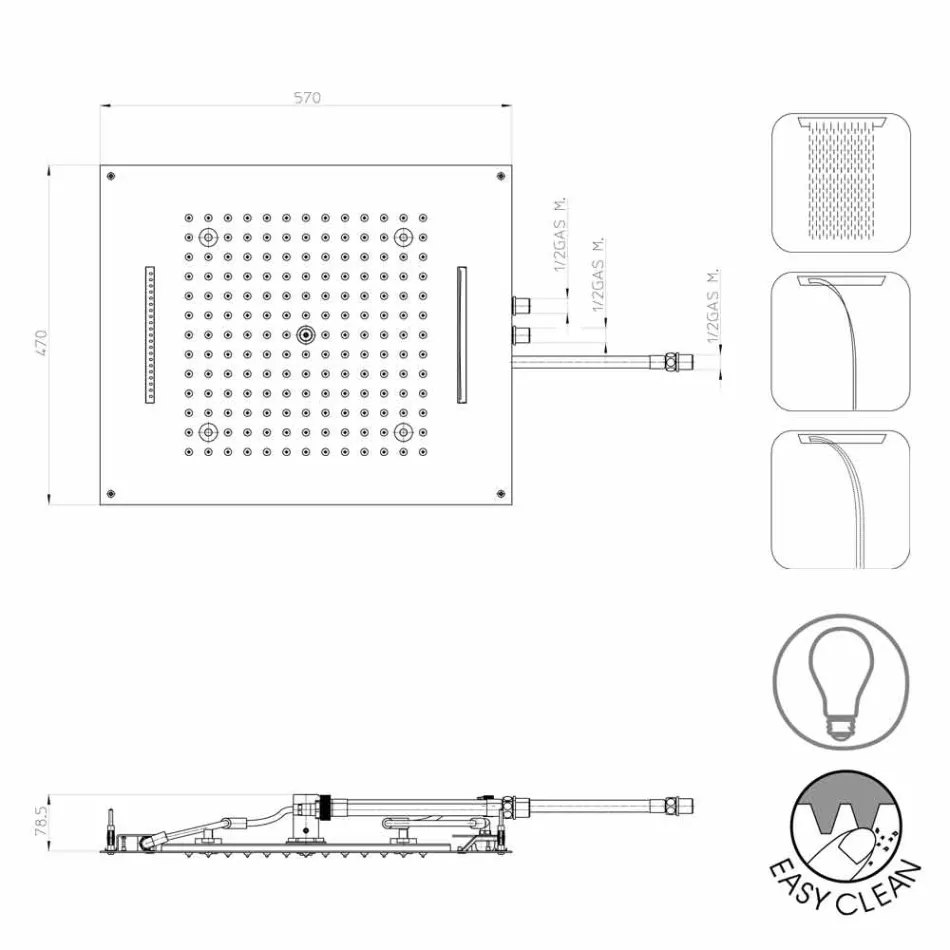 Bossini Sen głowica prysznicowa z trzema strumieniami z nowoczesnej terapii kolorami Viadurini