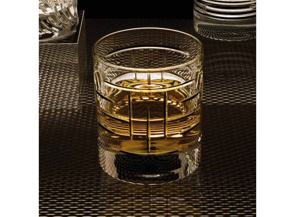 Butelka i szklanki do luksusowej whisky z ekologicznego kryształu 6 sztuk - Arytmia