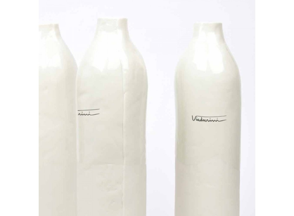 Butelki z białej i szarej porcelany w luksusowym stylu. 2 unikalne elementy - Arcivero Viadurini