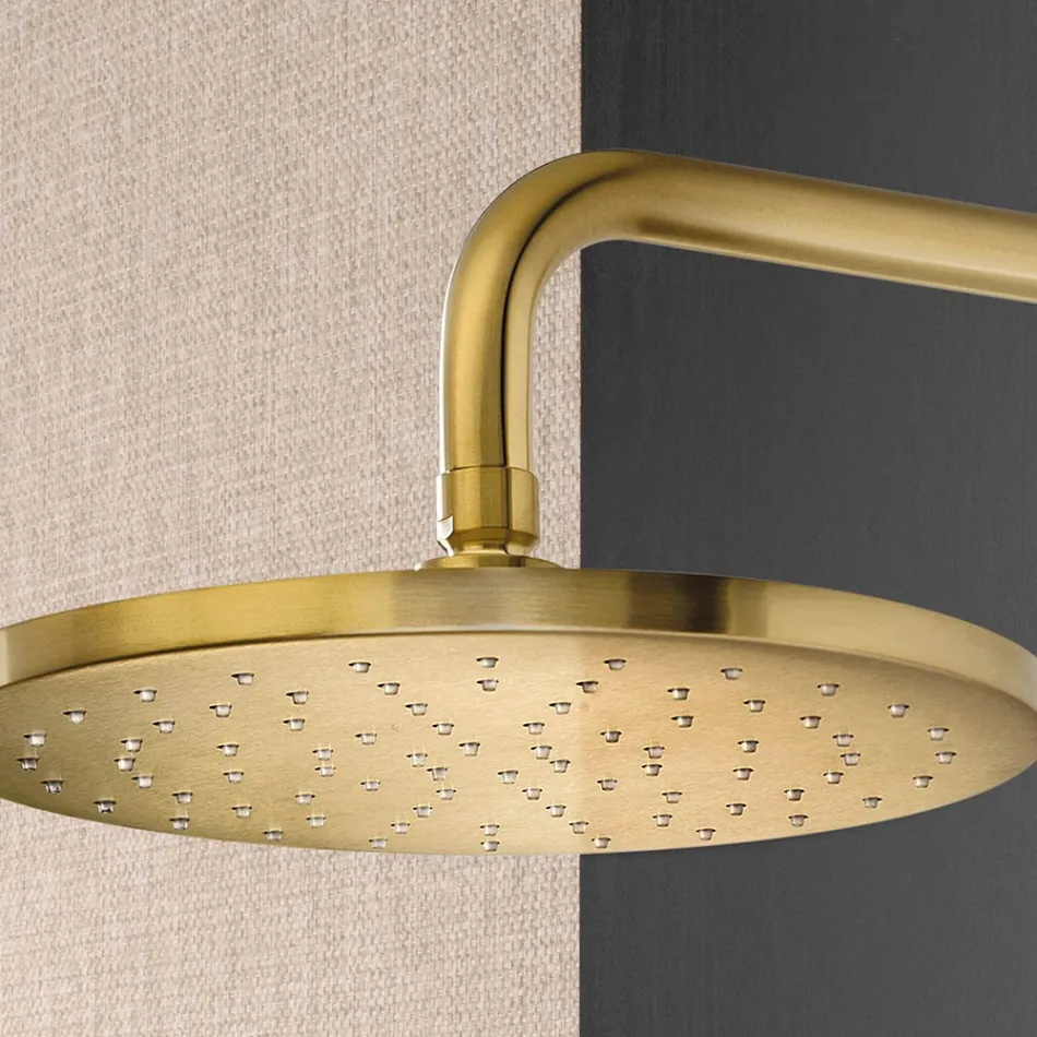 Ramię prysznicowe z okrągłą głowicą prysznicową antykamienną ze stali AISI 316L - Artigli Viadurini