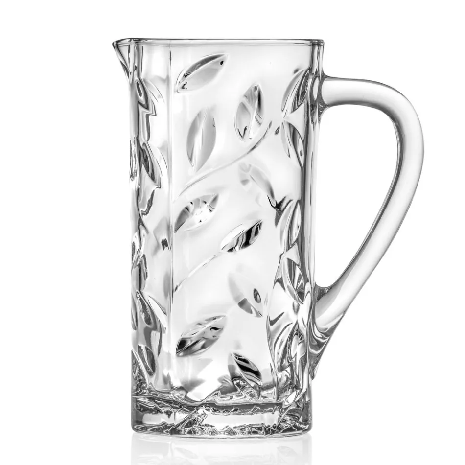 Ekologiczny Kryształowy Dzbanek z Dekoracją Liścia w 2 Kawałkach - Magnolio Viadurini