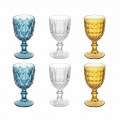Kolorowe szklane kielichy ze szkła zdobionego reliefem, 12 sztuk - Angers