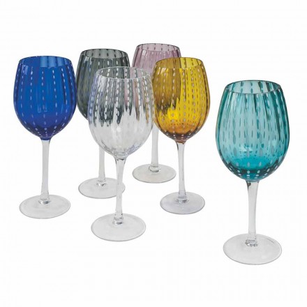 Kolorowe i nowoczesne szklane kieliszki do wina 12 sztuk Elegant Service - Persia Viadurini