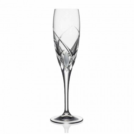 Kieliszki do szampana w kształcie fletu z ekologicznego kryształu, 12 sztuk - Montecristo Viadurini