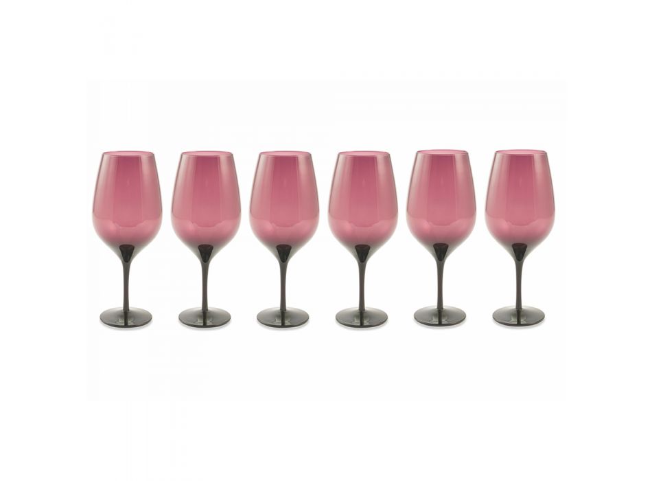 Kieliszki do wina w kolorze szarym, fioletowym lub akwamarynowym 12 sztuk - Aperi Viadurini