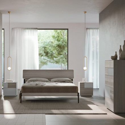 Nowoczesna sypialnia z 4 elementami w nowoczesnym stylu Made in Italy - Lusinda Viadurini