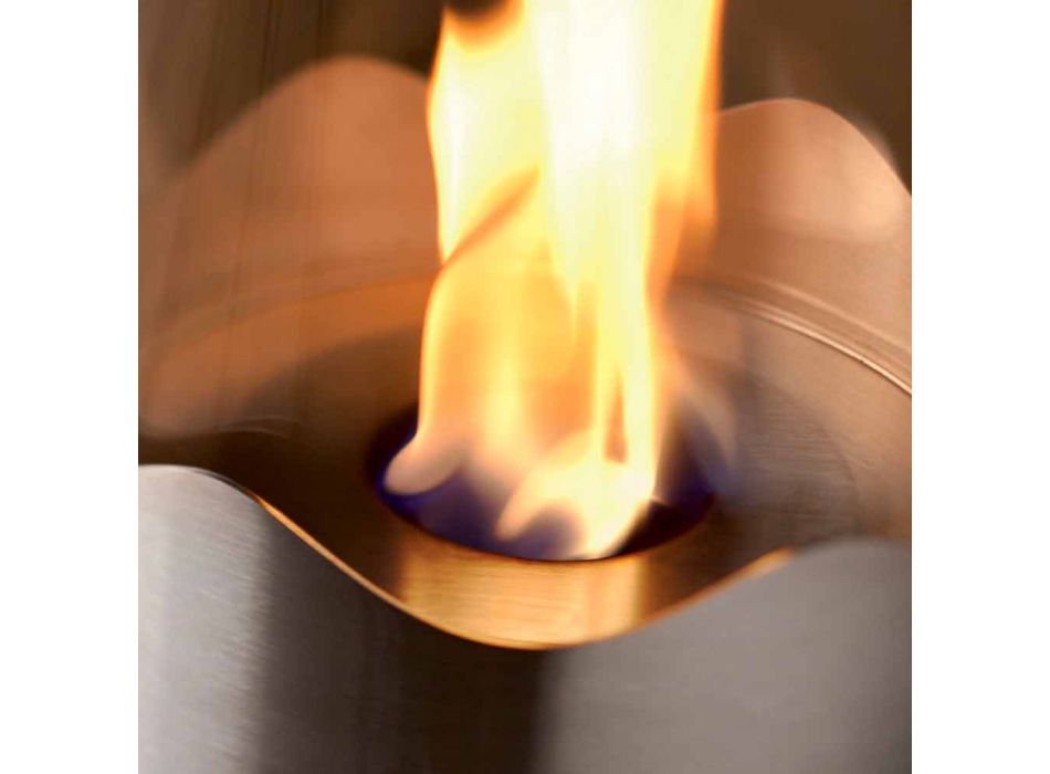 Bioetanol Kominek ze stali nierdzewnej i szkła stołowego Leon, wykonane we Włoszech Viadurini