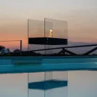 Kominek podłogowy na bioetanol z czarnego metalu i szkła hartowanego - Violante Viadurini