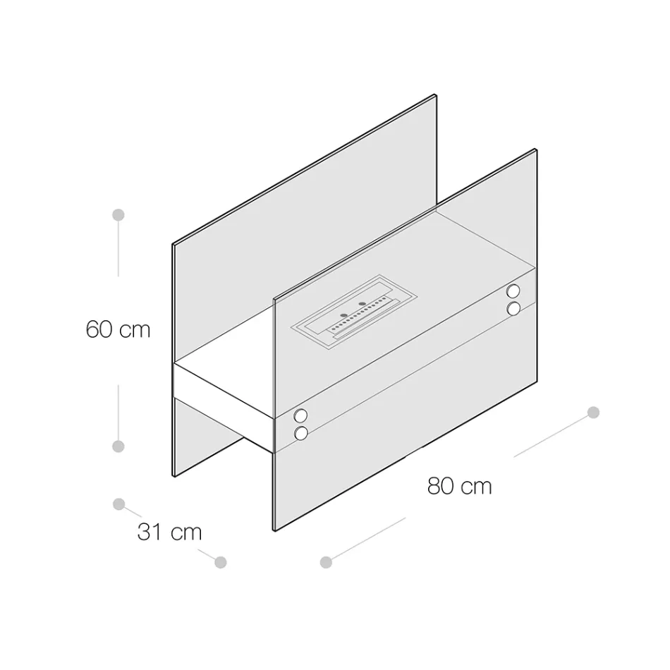 Kominek podłogowy na bioetanol z czarnego metalu i szkła hartowanego - Violante Viadurini