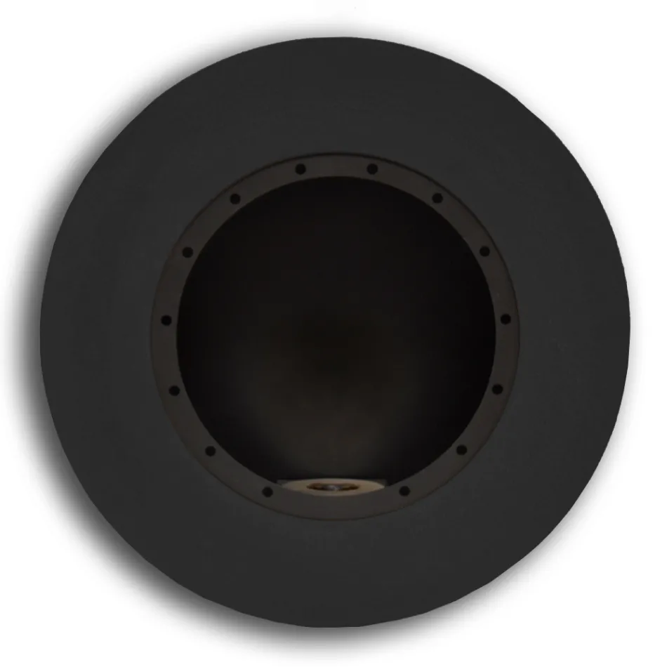 Okrągły ścienny kominek na bioetanol z malowanej stali - Trenton Viadurini