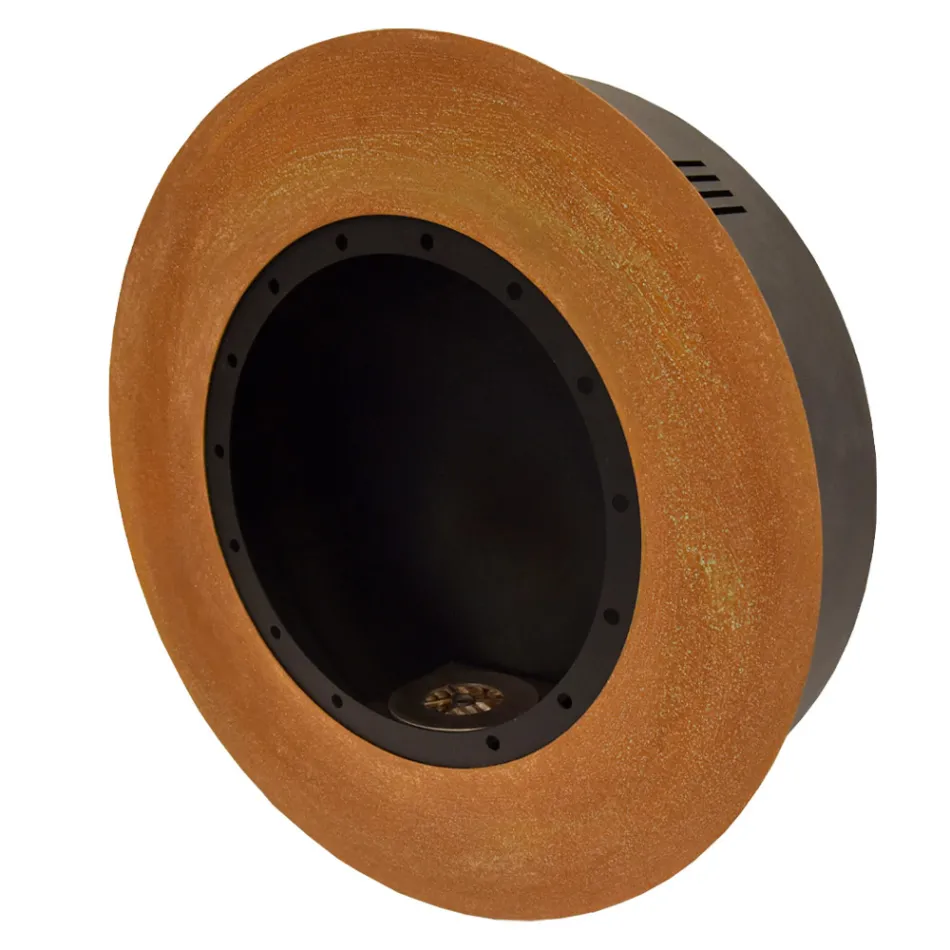 Okrągły ścienny kominek na bioetanol z malowanej stali - Trenton Viadurini