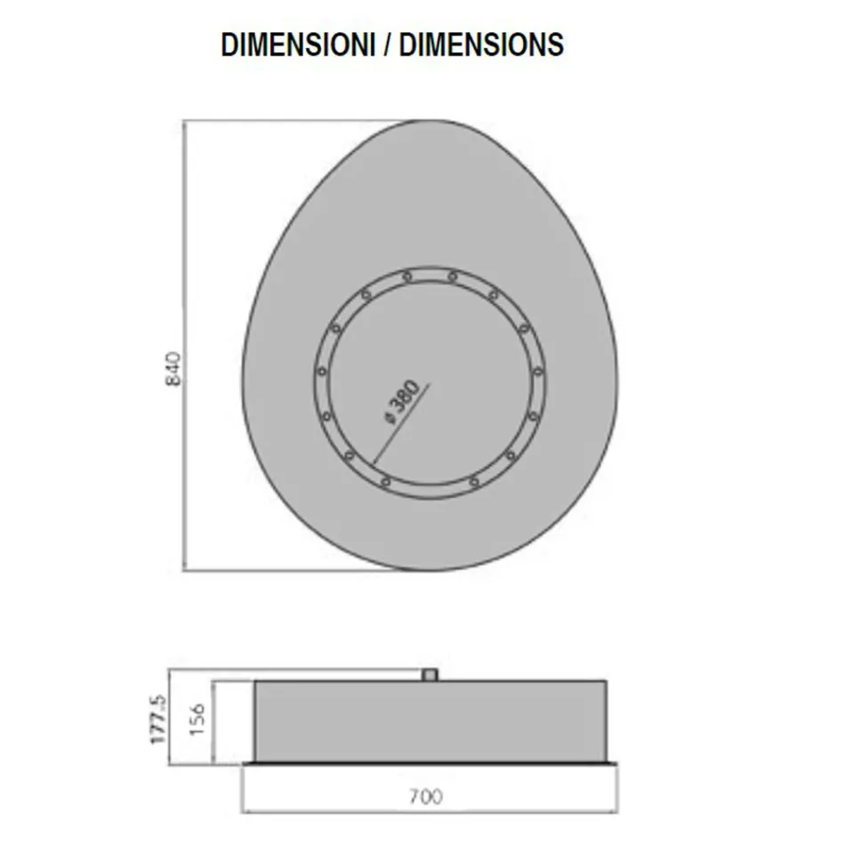 Ścienny kominek na bioetanol ze stali malowanej o owalnym kształcie - Guiscard Viadurini